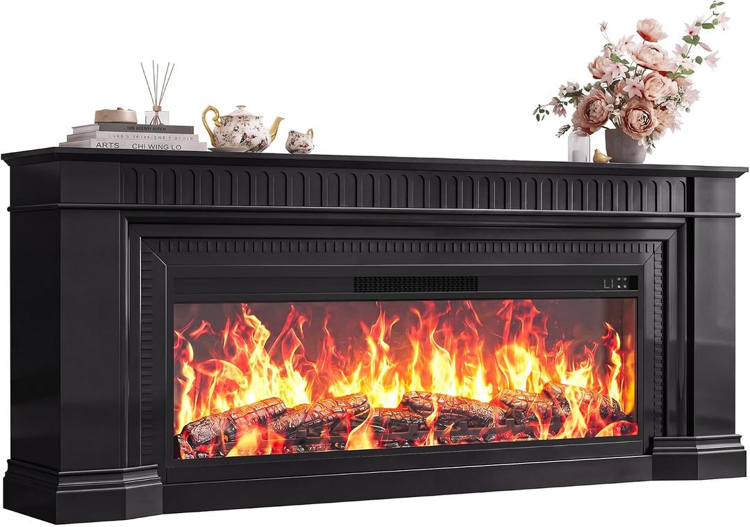 PRAISUN 70'' Fireplace TV Stand with 48'' Electric Fireplace 