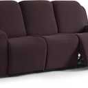 TAOCOCO Recliner Couch Covers for 3 Seat, 8-Pieces Stretch Large Couch Covers for 3 Seats Reclining Slipcovers Soft Jacquard Pattern Furniture Protector, Chocolate