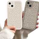 2 Pack Leopard Print Phone Cases for iPhone 14 Leopard Cases for Women,Raised Camera Protection Beige Cheetah Print Phone Case,Soft TPU Shockproof Silicone Funda Cover for iPhone 14 6.1 Inch
