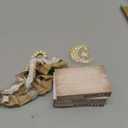 Ramadan Decorations for Home Eid Mubarak Decorations Wood Ramadan Table Sign Golden Moon Eid Tiered Tray Sign for Islamic Muslim Table Indoor Shelf Office Gifts