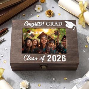 Graduation Memory Keepsake Box with Photo Custom 2026 Large Grad Card Box with Customized Picture Gift for Him Her for Graduate Grad High School Party(Black,Photo)