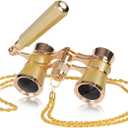 3X25 Opera Glasses Binoculars with Adjustable Handles Exquisite Chain,BK7 HD Optical Lens for Theater Binoculars, Theater Glasses for Adults (Gold)