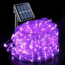 JMEXSUSS 200 LED Purple Solar Halloween Lights, 66 ft Rope Lights Outdoor Waterproof, PVC Tube Purple Christmas String Lights for Party Tree Fence Christmas
