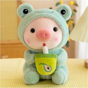 LANFIRE Pig Plush Pillow Pig Dressed Up As Frogs Tigers Rabbits Cute Plush Pillow Gifts for Boy Girl (12.9 in, Green)