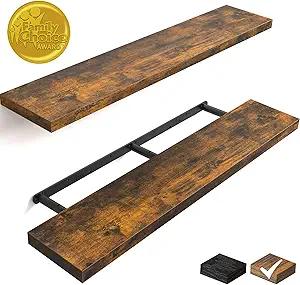 BAYKA Floating Shelves, 48" Wall Mounted Rustic Wood Shelves for Bathroom, Bedroom, Living Room, Kitchen, Office, Hanging Shelf for Books/Storage/Decor(Rustic Brown,Set of 2)