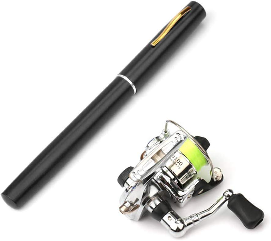 Lixada Fishing Rod Reel Combo Mini Pen Fishing Pole Kit Telescopic Fishing Rod Spinning Reel Combo Kit (63.0in/1.6m, Black)