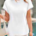 Cicy Bell Womens Cap Sleeve Shirts Tops Casual Crew Neck Tank T-Shirts (White, XL)