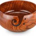 Wooden Yarn Bowl, Knitting Yarn Bowl with Holes Storage Handmade to Prevent Slipping, Perfect Yarn Bowl for Crocheting and Knitting Mothers Day Gift 6" x 3" (Classic)