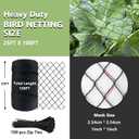 Bird Netting for Garden 25 x 100 FT Heavy Duty Black Garden Netting for Fruit Trees, Chicken Coop, Pond, Blueberry Bushes, Poultry & Deer Netting, HDPE Plant Protection Net Fence with Ties