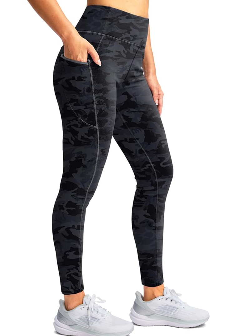 SANTINY Women's Fleece Lined Winter Leggings Water Resistant High Waisted Thermal Hiking Running Warm Pants Women Pockets XXL