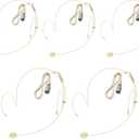 Dual Earhook Headset Microphone Professional Hanging Condenser Omnidirectional Mic Compatible with Audio-Technica Hirose 4 Pin Plug with Windscreen,Lightweight,5 Pack-Beige