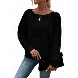 Womens Long Sleeve Shirts Crewneck Tunic Tops Pullover Sweaters Business Casual Blouses Fall Fashion 2026 (Medium, Black)