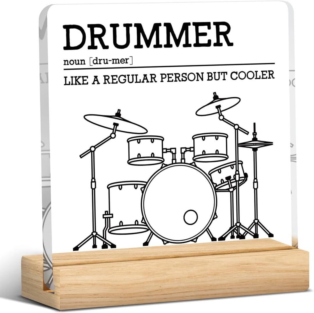 Drummer Gifts for Women Men, Drumming Gifts for Drummer Teen Drum Player Drum Room Music Room Studio Bedroom Wood Sign Decor