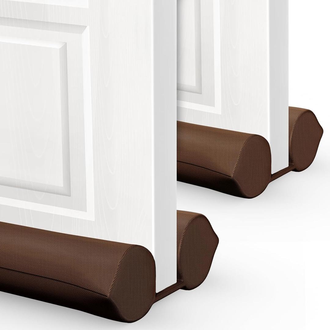 2 Pack Under Door Draft Stopper - Bottom Door Gap Filler & Seal - Windproof Coating Cover - Fits 30 to 36 Door - Block Noise, Sound, Hot Air, Light, Wind - Easy Install Draft Blocker - Brown