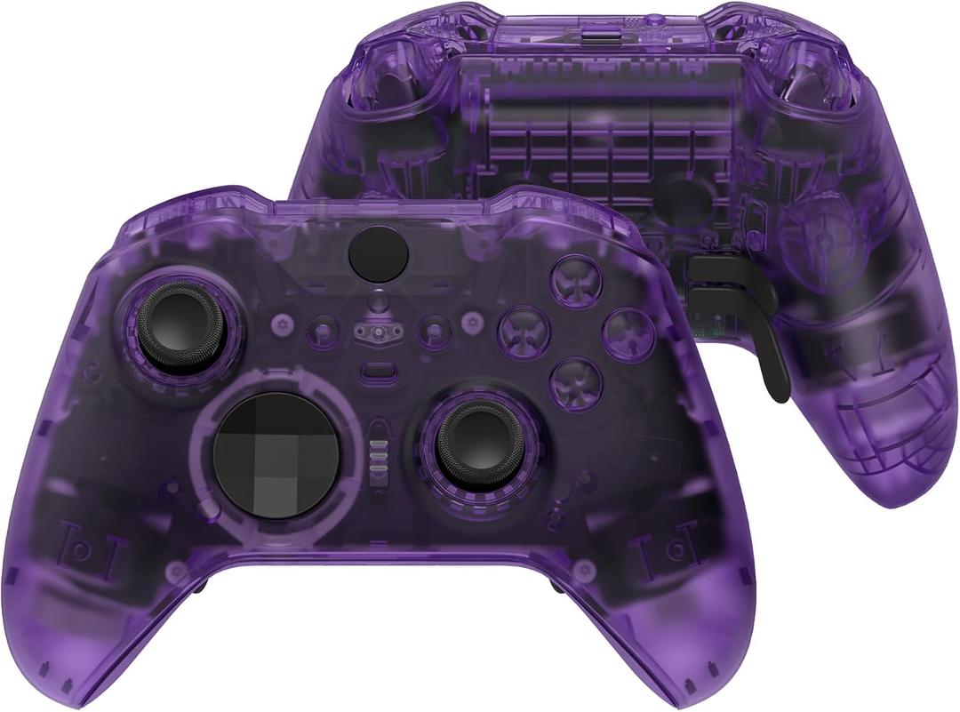 eXtremeRate Full Set Shell Buttons for Xbox One Elite Series 2 Controller, Clear Atomic Purple Replacement Faceplate Back Plate Bottom Shell Case with Buttons for Xbox Elite Series 2 Core Controller