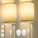 Plug in Wall Sconce, 3 Color, Set of Two, Industrial Wall Lamp with Plug in Cord, Rustic Fixture, On/Off Switch Vintage Wall Light Fixture for Headboard Bedroom Porch (White)