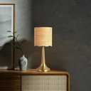 Ziqqeelam Gold Rattan Table Lamp for Bedroom, Brass Cute Wicker Lamps for Bedside Nightstand, Small Table Shape Lamps for Small Spaces for Kitchen Counter, Home Office, Living Room, Kids Dorm