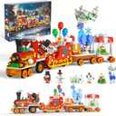 Christmas Train Building Block Set-1461PCS Surprise Christmas Countdown Toys with LED Light Collectible Holiday Block Sets Thanksgiving Xmas Gifts Home Decor for Boys Girls and Adults