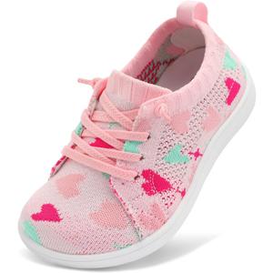 LeIsfIt Toddler Shoes Girls Boys Wide Shoes Kids Zero Drop Minimalist Sneakers Barefoot Slip on Tennis Sneakers (Pinklove) 24