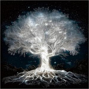 Glowing Tree of Life Puzzle for Adults 1000 Pieces, Fantasy Forest White Tree Under Starry Night Sky Scene Jigsaw Puzzle, Nature Landscape Puzzle, Hard Challenging Puzzles for Adults