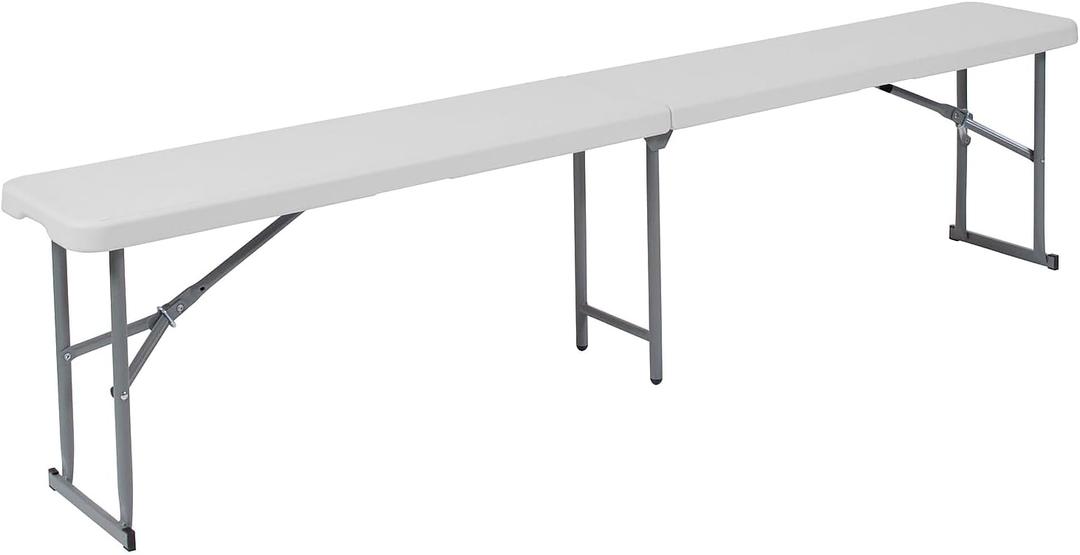 Flash Furniture Talbott 10.25''W x 71''L Bi-Fold Granite White Plastic Bench with Carrying Handle