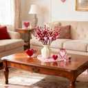 6 Pcs Valentine's Day Picks 17 Inch Artificial Red Heart Berry Stems - Valentine's Day Stems for Home Table Centerpiece Vase Wedding Anniversary Party Decor