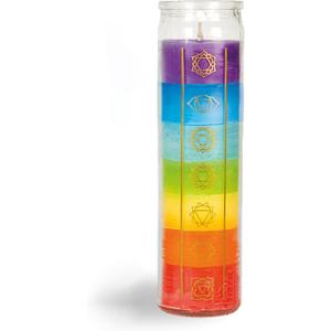 Simply Soson 2x8 inch 7 Chakra Candle in Glass Jar - Unscented, Promotes Positive Energy, Meditation & Relaxation (2x8 - 1 pack)