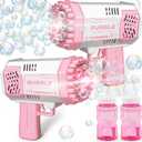 2 Pack Bubble Gun, Bubble Machine for Toddlers, Toys for Kids 3 4 5 6 7 8 Years Old, Bubbles Maker Blower, Toy for Boys Girls Outdoor Indoor Birthday Wedding Party, Gifts for Ages 4-8 (2*pink)