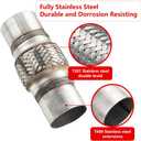 Exhaust Flex Pipe, 2.5''x 4''Stainless Steel Heavy Duty Exhaust Flex Pipe, Double Braid Exhaust Flex Tube, Overall Length 8''