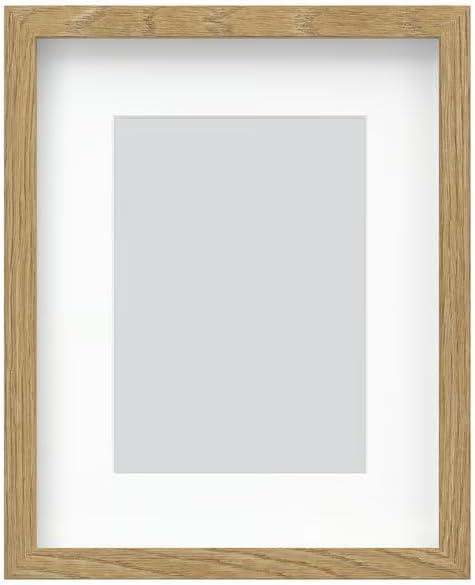 Set of 2 Modern Picture Frame with White Mat  Oak Effect Wood Frame  Gallery Style Wall Mount Frame for Art, Posters, Photos & Certificates, 8 x 10 Inch
