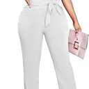 Oxgmoky Women's Jumpsuits Elegant Business V Neck Zipper Long Sleeve Sexy Strap Straight Long Pants Rompers With Pockets (XL)