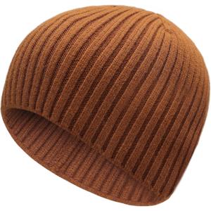 ZLYC Men Winter Knit Fisherman Beanie Hat Fashion Warm Daily Skull Cap (One Size, Solid Brown)