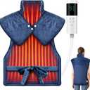 Heating Pad for Neck and Shoulders and Back, Pain Relief Electric Heating Pad for Back Large 24X37 with 9 Heat Settings 4 Timers, Birthday Gifts for Women Men Mom Dad (Dark Blue)