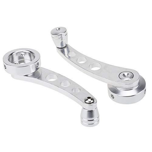 2Pcs Universal Car Window Handle Winder Riser Replacement Winder Crank Riser Window Handles Aluminum Alloy (Silver)