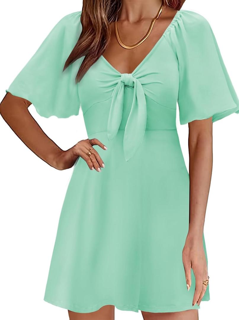 MixShe Summer Dresses for Women 2026 Italian Dress Fall Fashion Plus Size Beach Vacation Clothes Elegant Classy Sundresses Wedding Guest Maxi Seniors Outfits, Green Medium