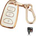 for Hyundai Key Fob Cover Smart Key with Keychain Fits for Hyundai Elantra Sonata Kia Forte Optima Spectra Key Case (4-Button-White)