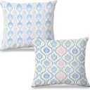 Pink and Blue Grandmillennial Throw Pillow Covers 18x18 Inch, Pink and Blue Grandmillennial Home Decor