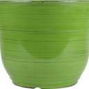 Garden Elements Indoor/Outdoor Glazed Brushed Happy Plastic Planter, Large, Dark Green, 15"