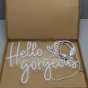 Hello Gorgeous Neon Sign,LED White Neon Hello Sign Decorative Art Lamp with Dimmable Switch Suitable for Home Wedding Birthday Backdrop Party,17x10In,Usb Powered(White Hello Gorgeous)