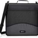 Amazon Basics Durable 3 Ring Binder with Zipper and Strap, Multiple Pockets, Sturdy Storage for School and Office, 3 inch, Black