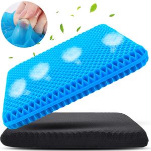 Large Gel Seat Cushion for Long Sitting (Super Large & Thick), Soft & Breathable, Gel Cushion for Wheelchair Reduce Sweat, Gel Chair Cushion for Hip Pain, Gel Seat Cushion for Office Chair (Blue)
