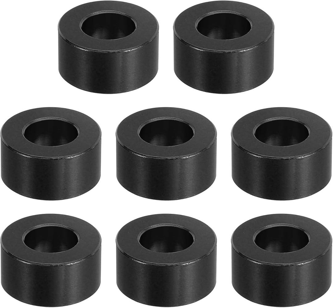 PATIKIL M10 Aluminum Spacer, 8 Pcs Metal Spacers Aluminum 10.5mm ID x 20mm OD x 10mm L Aluminum Spacer Screw Standoff Round for 2/5in or M10 Screw Bolt,Black
