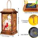 Cardinal Solar Lanterns Outdoor Hanging Lanterns, Metal Glass Garden Decor Solar Lights, Gifts for Women Mom Birthday Grandma Mothers Day, Waterproof Decorative Lantern for Outside Patio Yard