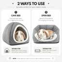 Rabbit Hideout Bed for Large Bunnies, Soft Plush Bunny House with Removable Pad, Cozy Small Animal Hideaway for Indoor Rabbits, Guinea Pigs, and Ferrets, Charcoal