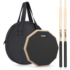 8 Inch Silent Drum Pad, Dumb Drum Beginner Rubber Practice Pad, with 5A Drum Sticks (8 Inch-Black)