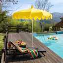 7Ft Pagoda Umbrella, UV Protect Pool Umbrellas with Heavy Duty Pole, Outdoor Umbrellas for Patio with Stand, Curved-shaped Umbrella Ribs, Carry Bag