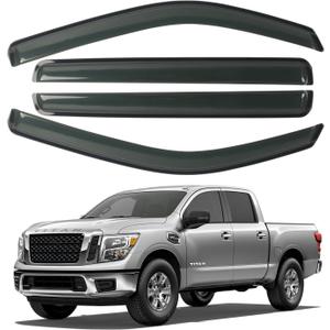 4 PCS CHYKORLA Window Visor Rain Guards Fit for 2022 2023 Nissan Frontier Crew Cab, Tape-on Side Wind Window Deflectors, Outside Mount Smoke Tinted Vent Visors Shade Shield