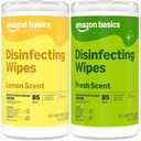 Amazon Basics Disinfecting Wipes, Lemon & Fresh Scent, Thick, Sanitizes/Cleans/Disinfects/Deodorizes, 340 Count (4 Packs of 85)