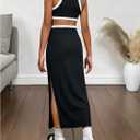 BEAUDRM Girl's Summer Cut Out Scoop Neck Maxi Dress Sleeveless Split Hem Casual Dresses Black 9Y 