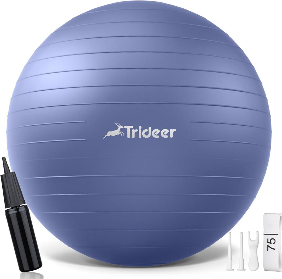 Trideer Yoga Ball - Exercise Ball for Workout pilates Stability - Anti-Burst and Slip Resistant for physical therapy, Birthing, Stretching & Core Workout, Office Ball Chair, Flexible Seating, Home Gym (L(23-26ines/58-65cm), Midnight Blue)